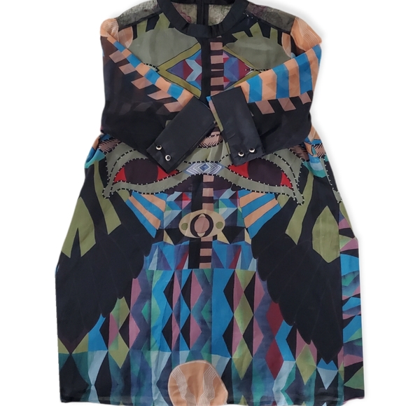 SOLD- ⭐HOST PICK- QIAN MO GE- VINTAGE BOHEMIAN PRINT CHIFFON DRESS-ORIENTAL P… - Picture 12 of 16